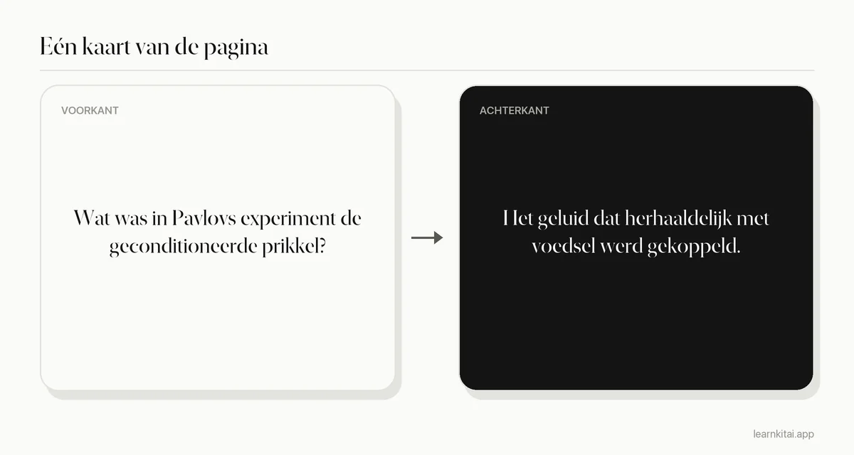 Voorbeeldflashcard van een pdf-pagina psychologie over klassieke conditionering