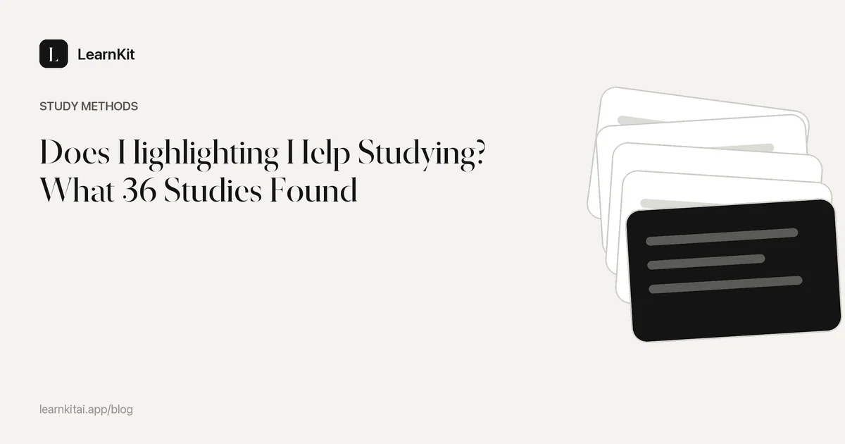 The title Does Highlighting Help Studying? What 36 Studies Found over a calm monochrome pattern