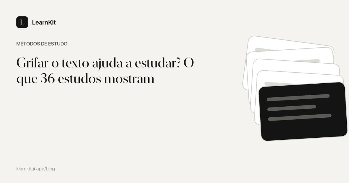 O título Grifar o texto ajuda a estudar? O que 36 estudos mostram sobre um padrão monocromático e sereno