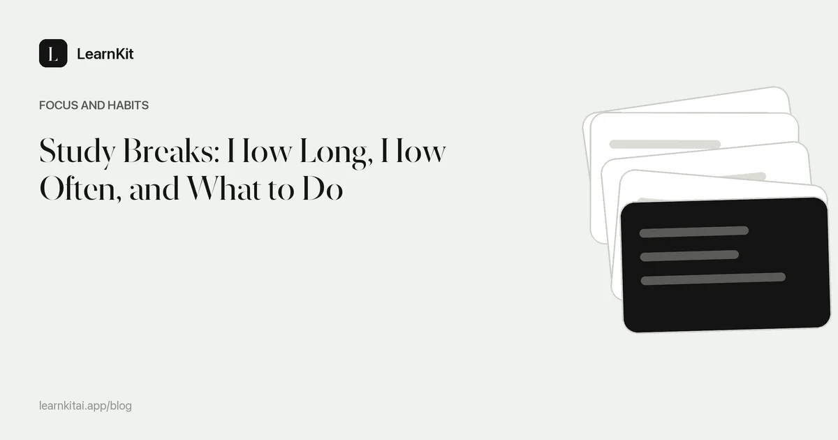 The title Study Breaks: How Long, How Often, and What to Do over a calm monochrome pattern