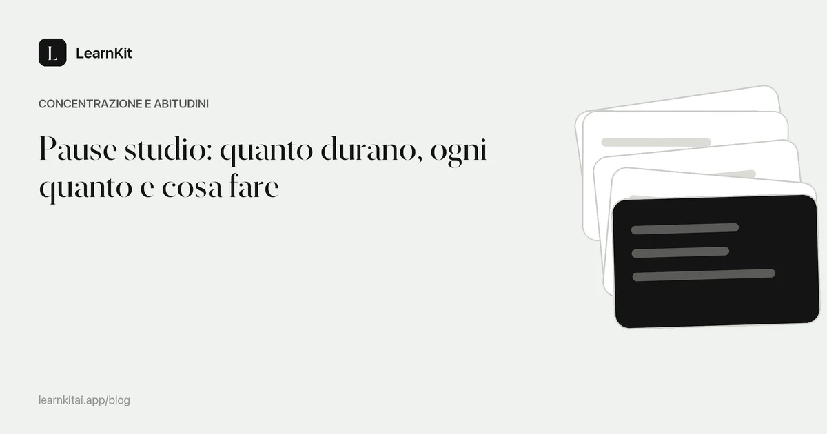 Il titolo Pause studio: quanto durano, ogni quanto e cosa fare su un motivo monocromatico tenue