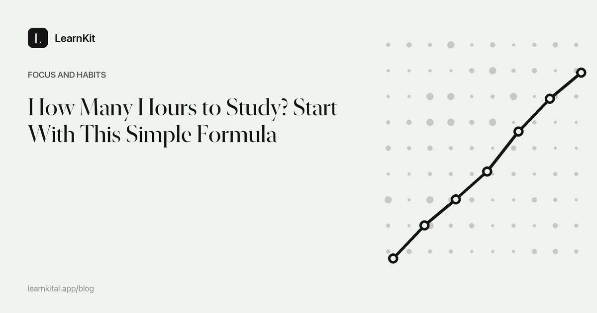 Article title about how many hours to study over a calm monochrome pattern of hour marks