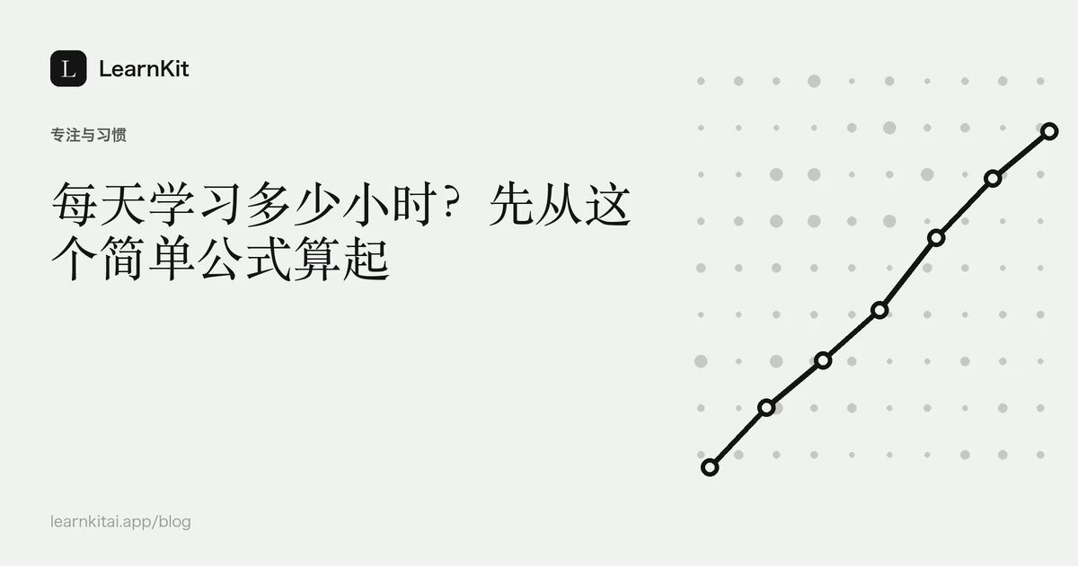 标题《每天学习多少小时?先从这个简单公式算起》,置于宁静的黑白图案之上