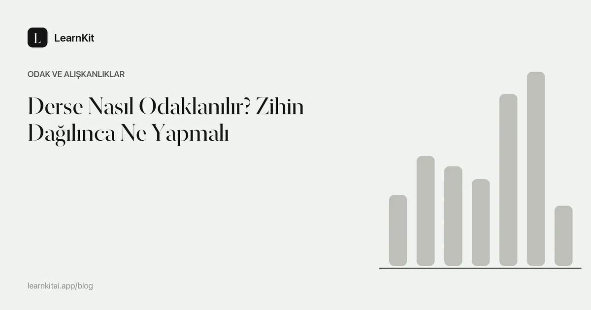 Derse Nasıl Odaklanılır? Zihin Dağılınca Ne Yapmalı başlığı, sakin, tek renkli bir desenin üzerinde