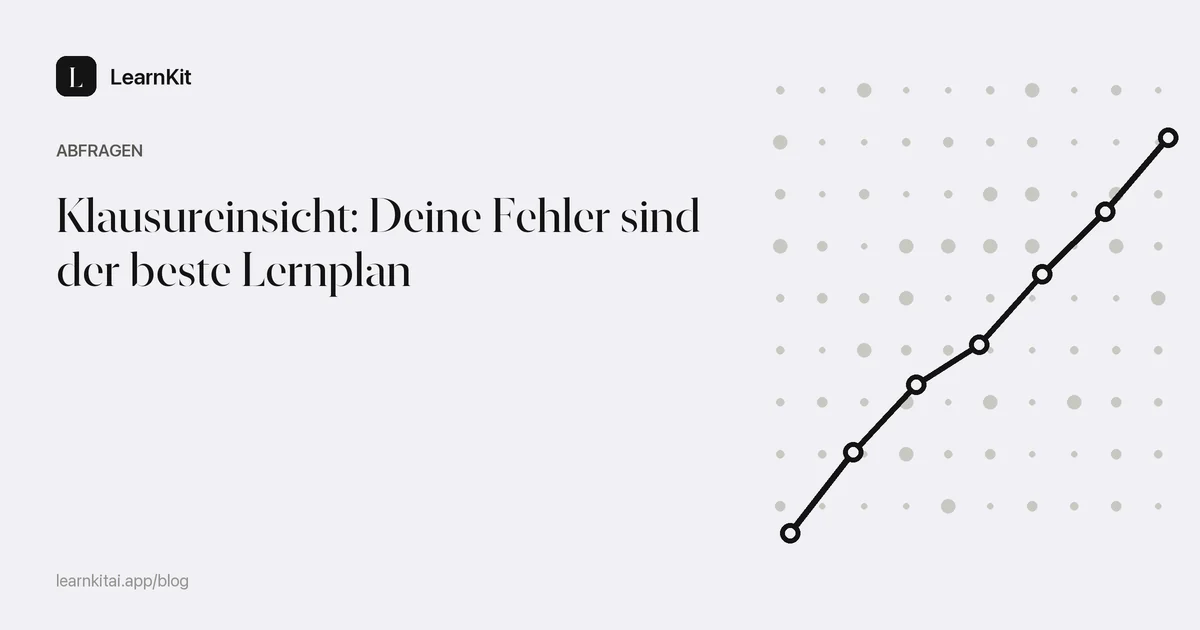 Der Titel Klausureinsicht: Deine Fehler sind der beste Lernplan vor einem ruhigen, einfarbigen Muster