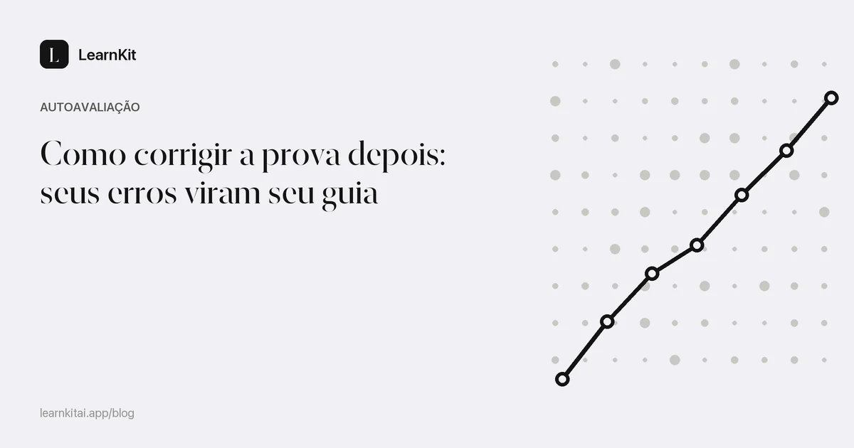 O título Como corrigir a prova depois: seus erros viram seu guia sobre um padrão monocromático e sereno
