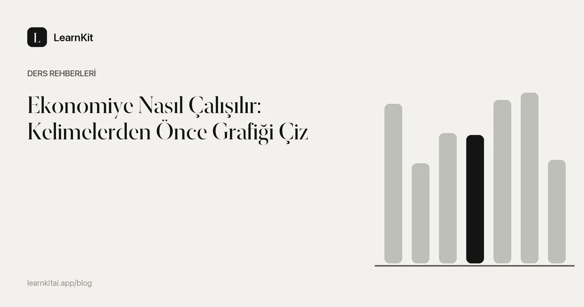 Ekonomiye Nasıl Çalışılır: Kelimelerden Önce Grafiği Çiz başlığı, sakin, tek renkli bir desenin üzerinde