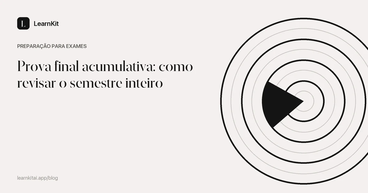 O título Prova final acumulativa: como revisar o semestre inteiro sobre um padrão monocromático e sereno