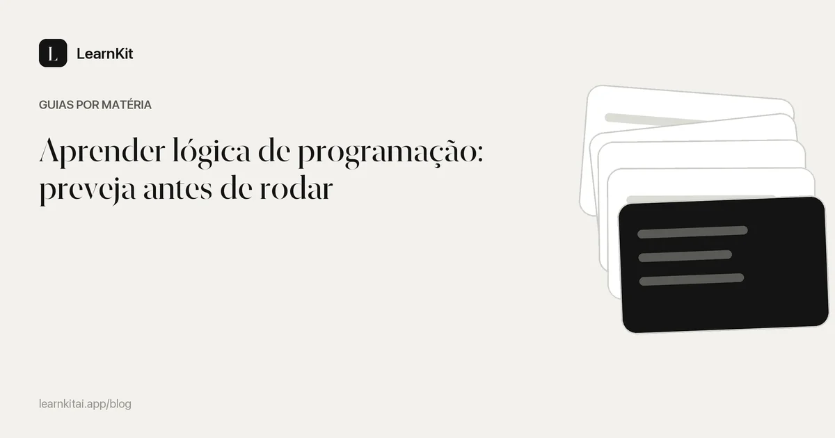 O título Aprender lógica de programação: preveja antes de rodar sobre um padrão monocromático e sereno