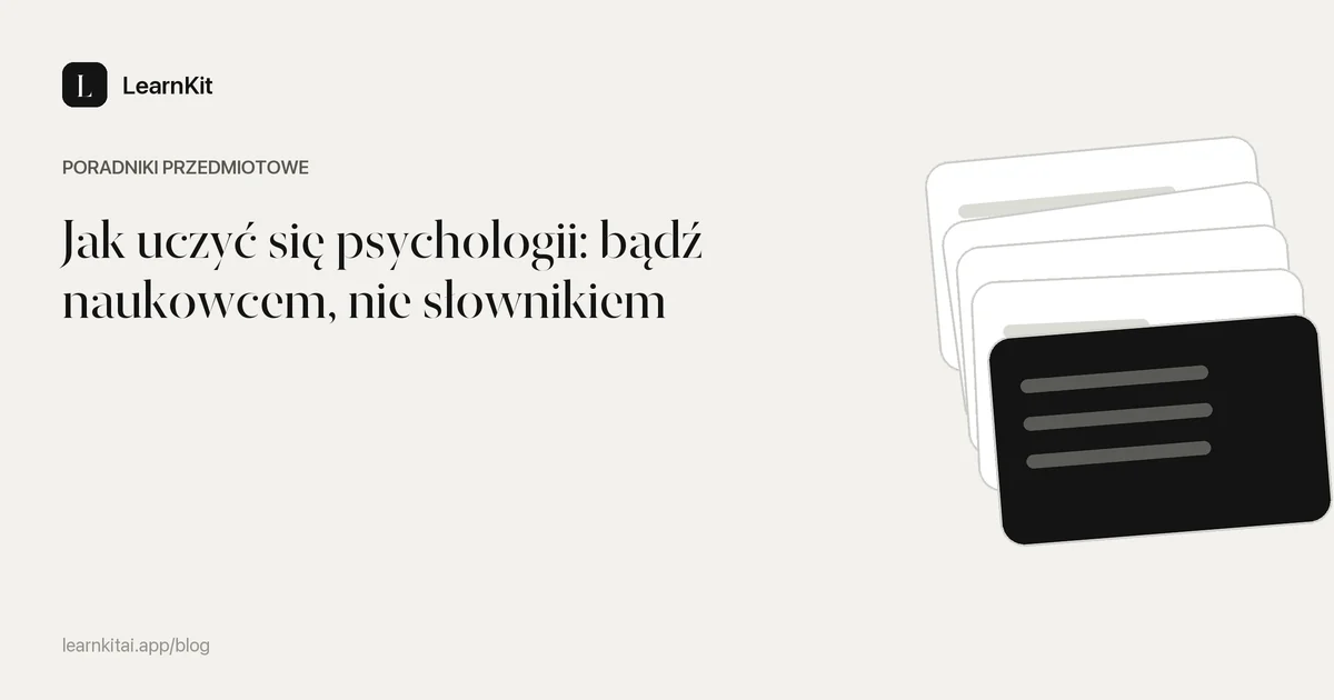 Tytuł Jak uczyć się psychologii: bądź naukowcem, nie słownikiem na spokojnym, monochromatycznym wzorze