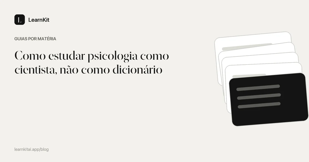 O título Como estudar psicologia como cientista, não como dicionário sobre um padrão monocromático e sereno