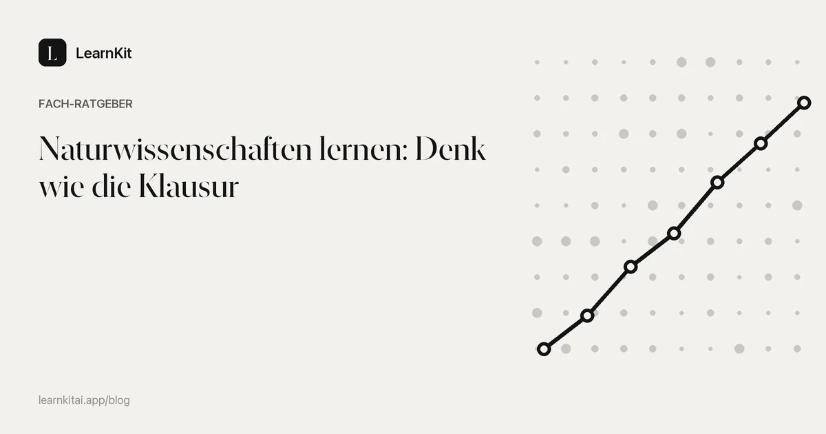 Der Titel Naturwissenschaften lernen: Denk wie die Klausur vor einem ruhigen, einfarbigen Muster