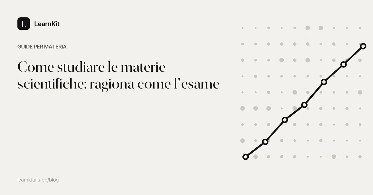 Il titolo Come studiare le materie scientifiche: ragiona come l'esame su un motivo monocromatico tenue