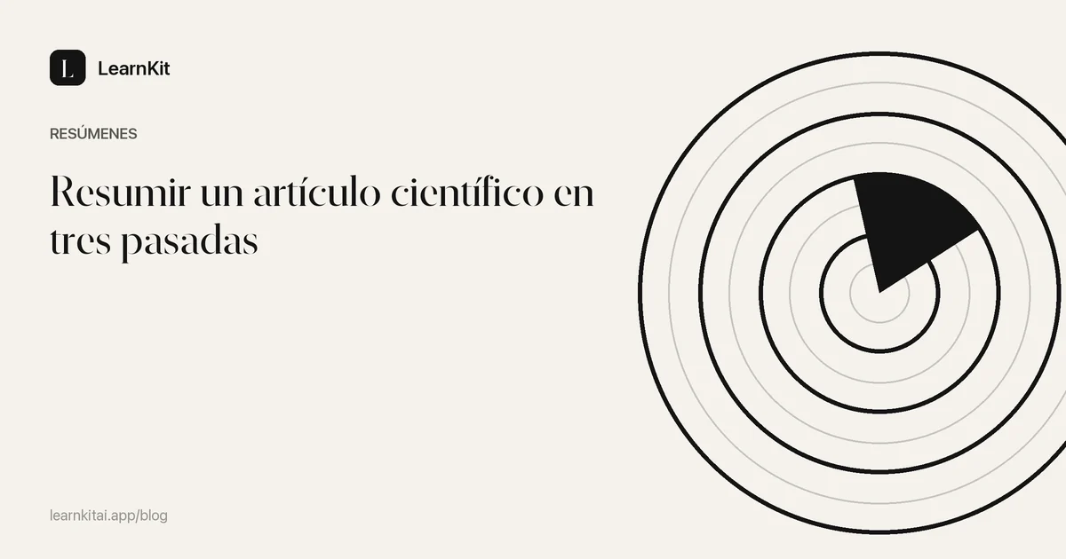 El título Resumir un artículo científico en tres pasadas sobre un patrón monocromo y sereno