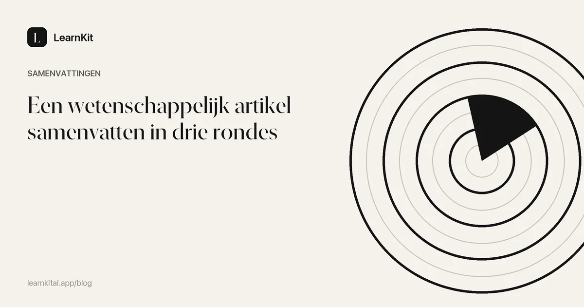 De titel Een wetenschappelijk artikel samenvatten in drie rondes op een rustig monochroom patroon