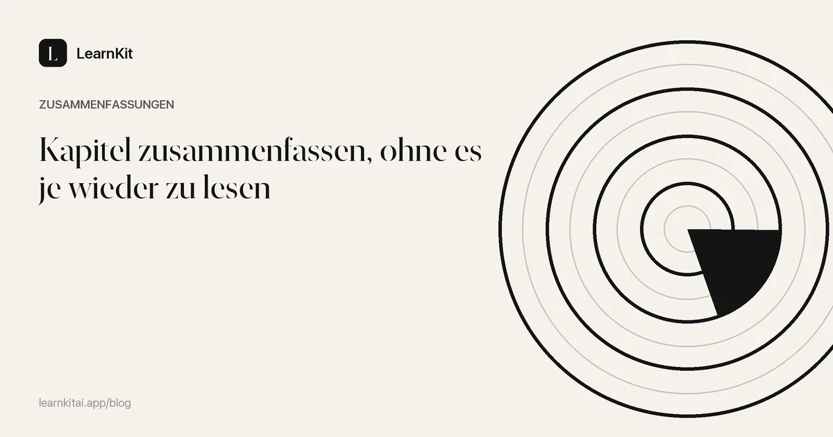 Der Titel Kapitel zusammenfassen, ohne es je wieder zu lesen vor einem ruhigen, einfarbigen Muster