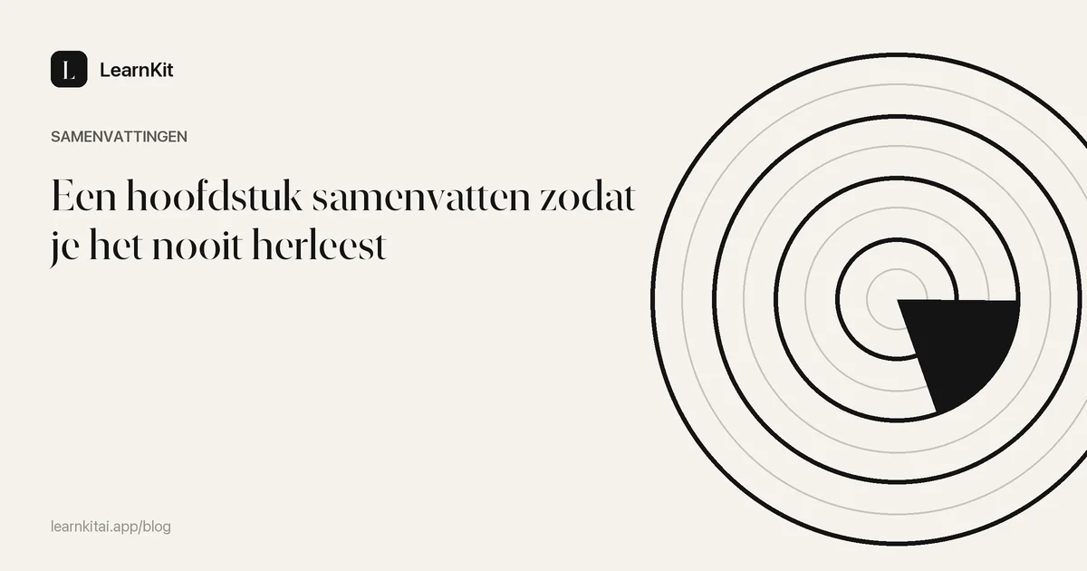 De titel Een hoofdstuk samenvatten zodat je het nooit herleest op een rustig monochroom patroon