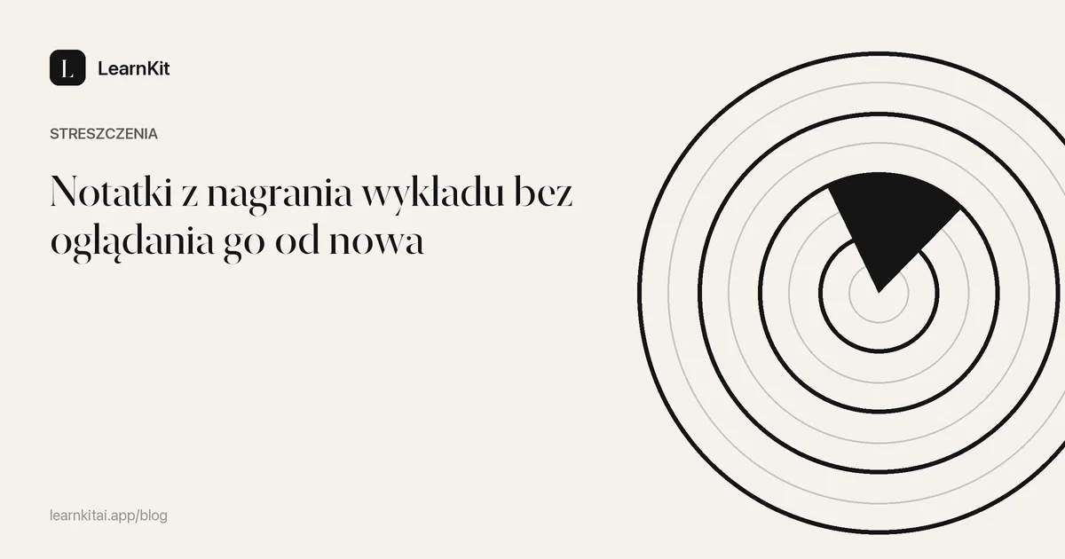 Tytuł Notatki z nagrania wykładu bez oglądania go od nowa na spokojnym, monochromatycznym wzorze