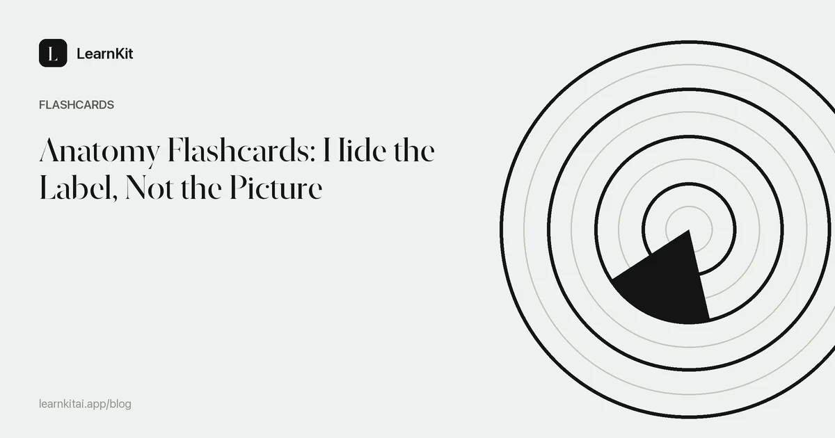 Article title Anatomy Flashcards: Hide the Label, Not the Picture over a calm monochrome pattern