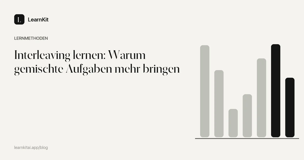 Der Titel Interleaving lernen: Warum gemischte Aufgaben mehr bringen vor einem ruhigen, einfarbigen Muster