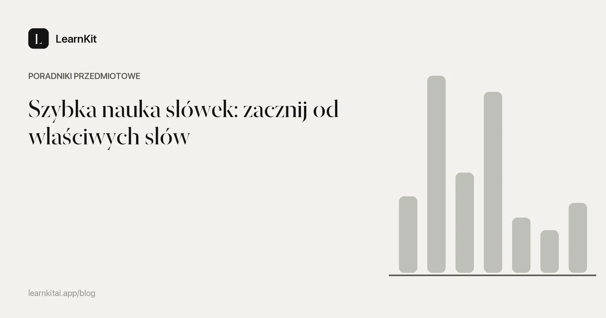 Tytuł Szybka nauka słówek: zacznij od właściwych słów na spokojnym, monochromatycznym wzorze