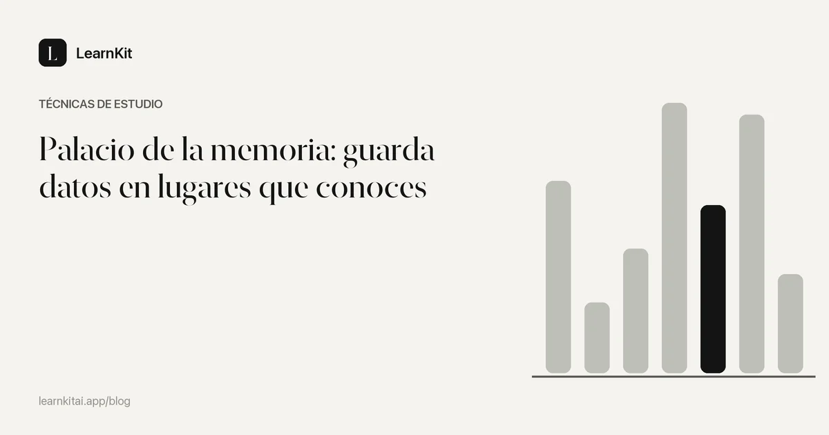 El título Palacio de la memoria: guarda datos en lugares que conoces sobre un patrón monocromo y sereno