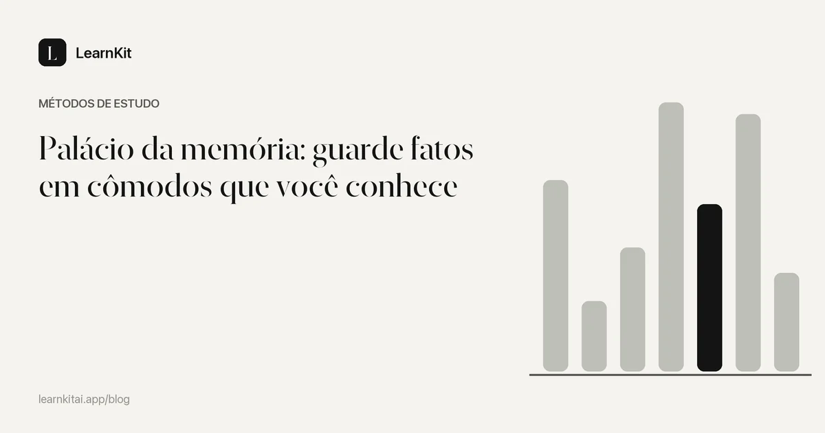 O título Palácio da memória: guarde fatos em cômodos que você conhece sobre um padrão monocromático e sereno