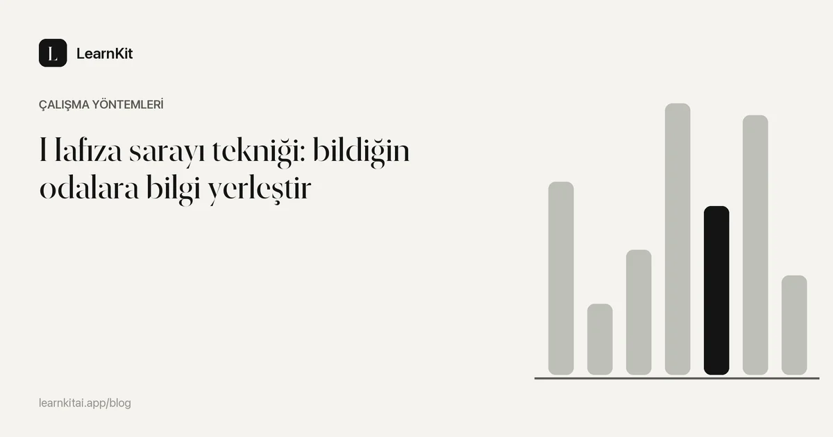 Hafıza sarayı tekniği: bildiğin odalara bilgi yerleştir başlığı, sakin ve tek renkli bir desenin üzerinde