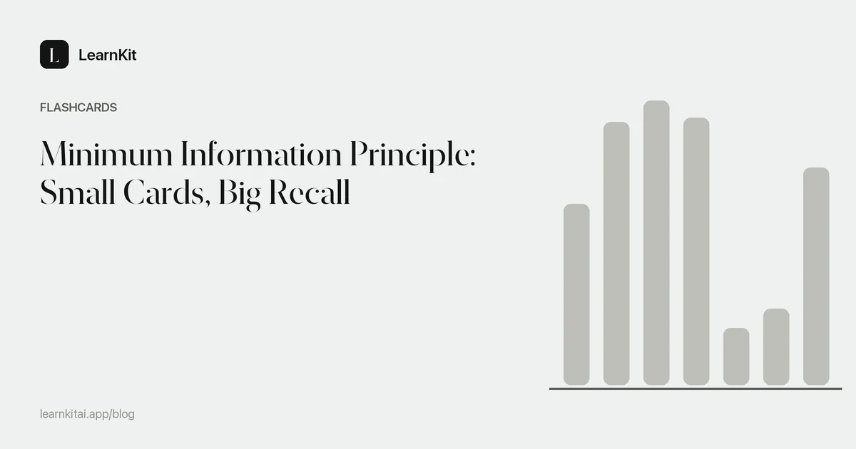 Article title Minimum Information Principle: Small Cards, Big Recall over a calm monochrome pattern