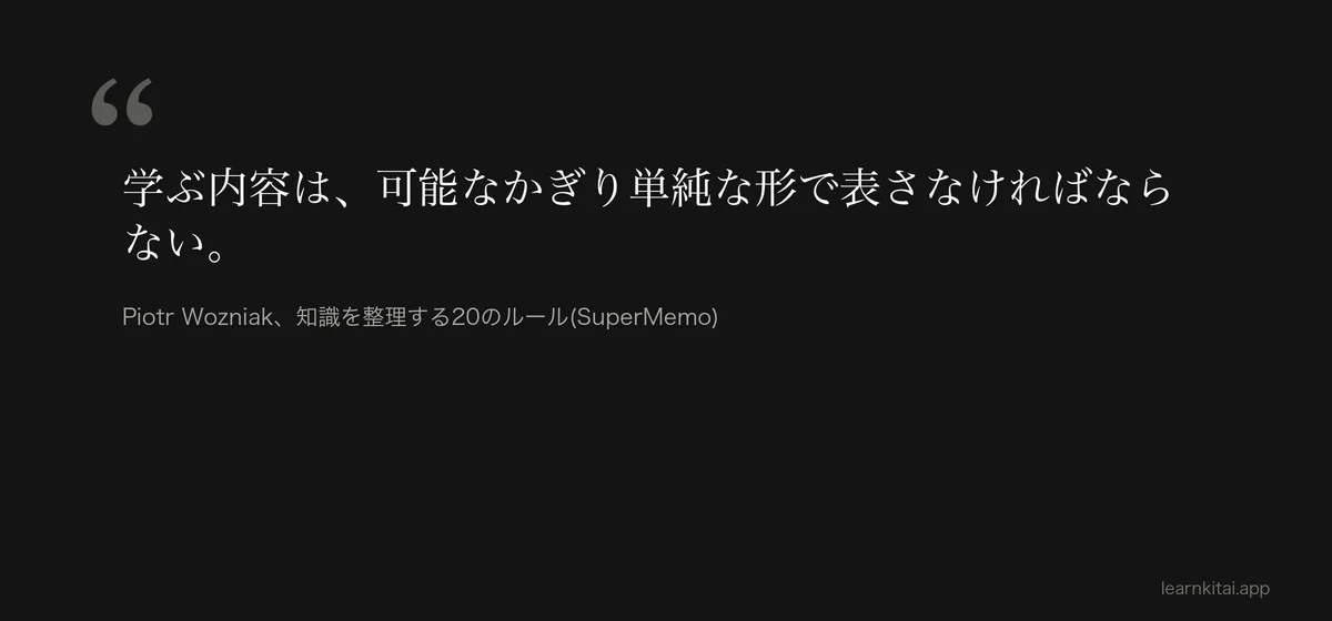 最小情報原則を述べたPiotr Wozniakの言葉の引用