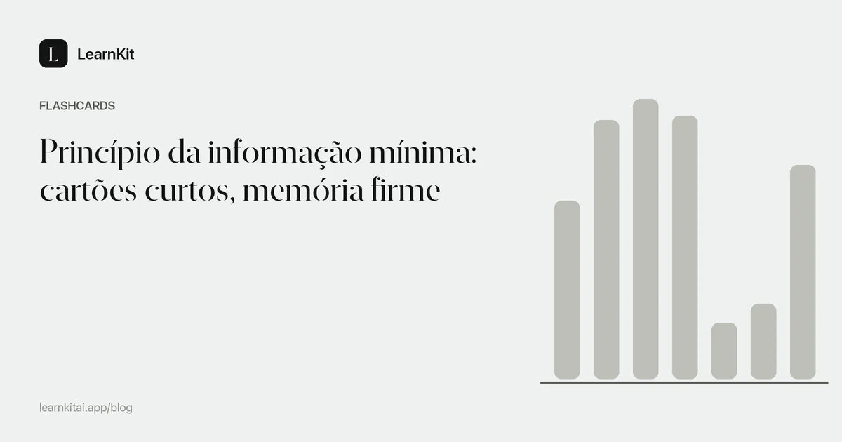 O título do artigo Princípio da informação mínima: cartões curtos, memória firme sobre um padrão monocromático e sereno