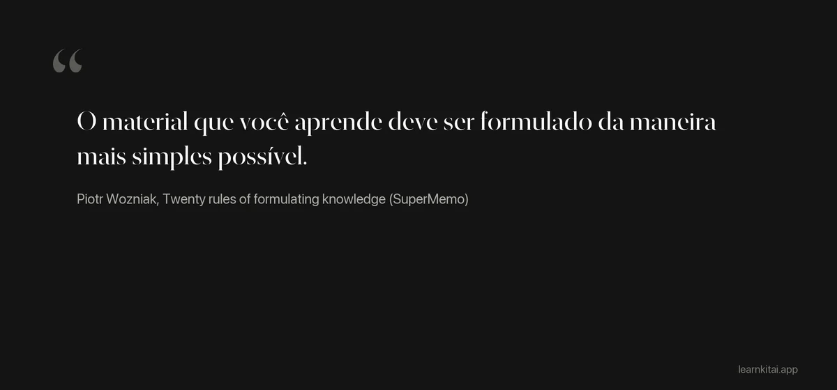 Citação de Piotr Wozniak enunciando o princípio da informação mínima