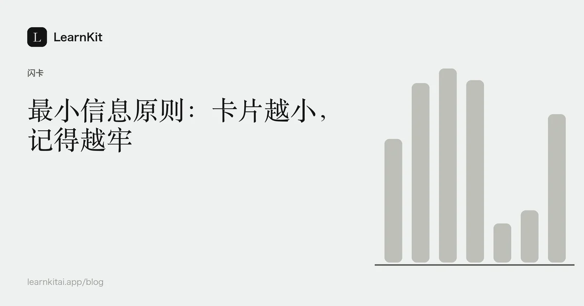 标题《最小信息原则:卡片越小,记得越牢》,置于宁静的黑白图案之上