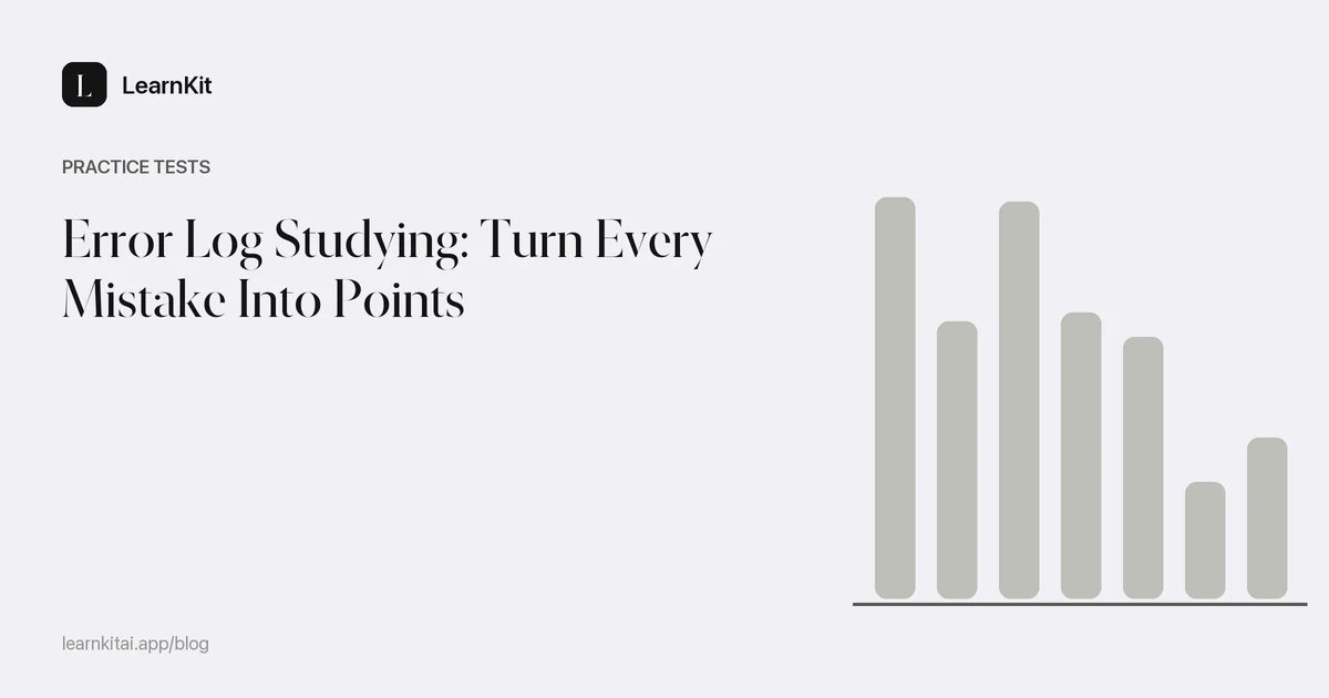 The title Error Log Studying: Turn Every Mistake Into Points over a calm monochrome pattern