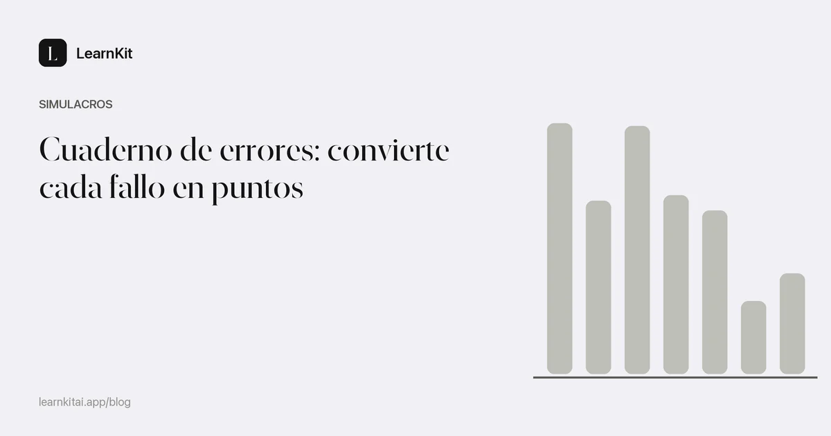 El título Cuaderno de errores: convierte cada fallo en puntos sobre un patrón monocromo y sereno