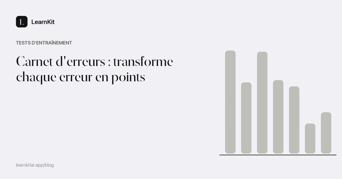 Le titre Carnet d'erreurs : transforme chaque erreur en points sur un motif monochrome épuré