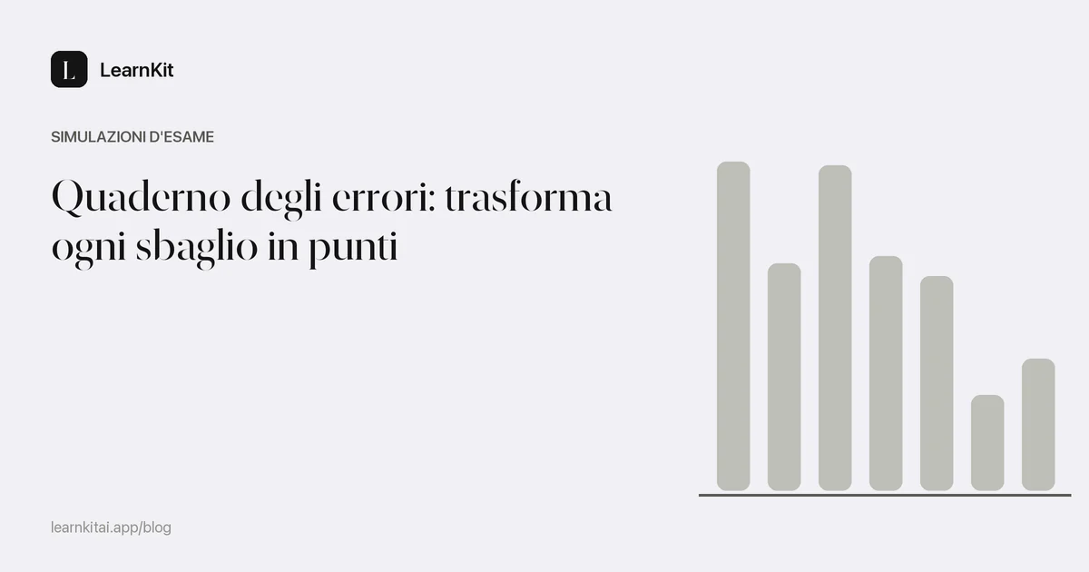 Il titolo Quaderno degli errori: trasforma ogni sbaglio in punti su un motivo monocromatico tenue