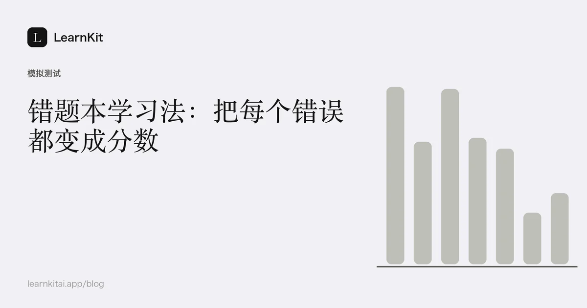 标题《错题本学习法:把每个错误都变成分数》,置于宁静的黑白图案之上