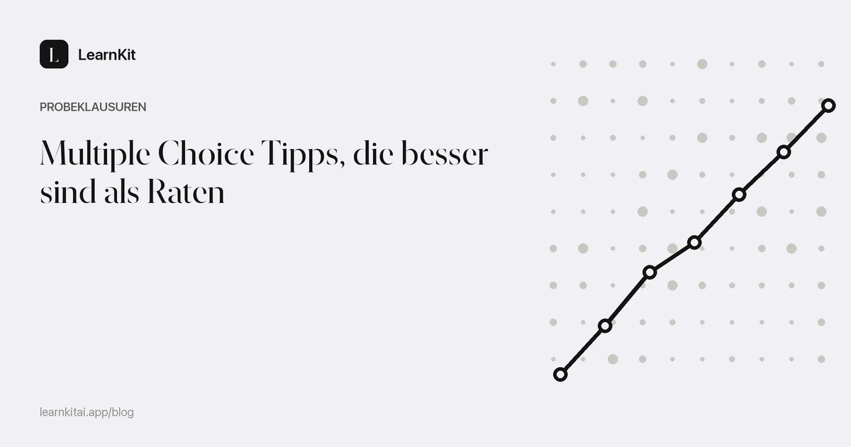Der Titel Multiple Choice Tipps, die besser sind als Raten vor einem ruhigen, einfarbigen Muster