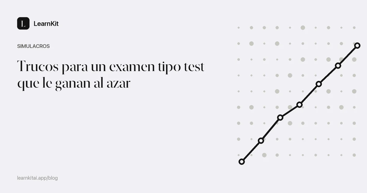 El título Trucos para un examen tipo test que le ganan al azar sobre un patrón monocromo y sereno