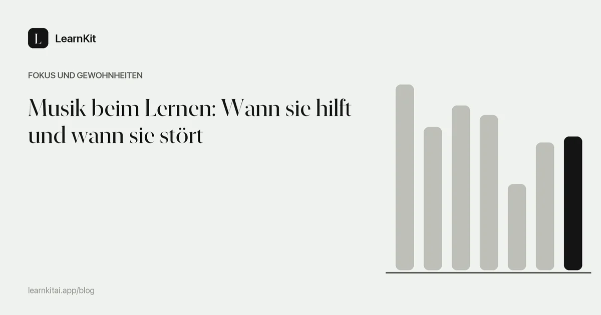 Der Titel Musik beim Lernen: Wann sie hilft und wann sie stört vor einem ruhigen, einfarbigen Muster