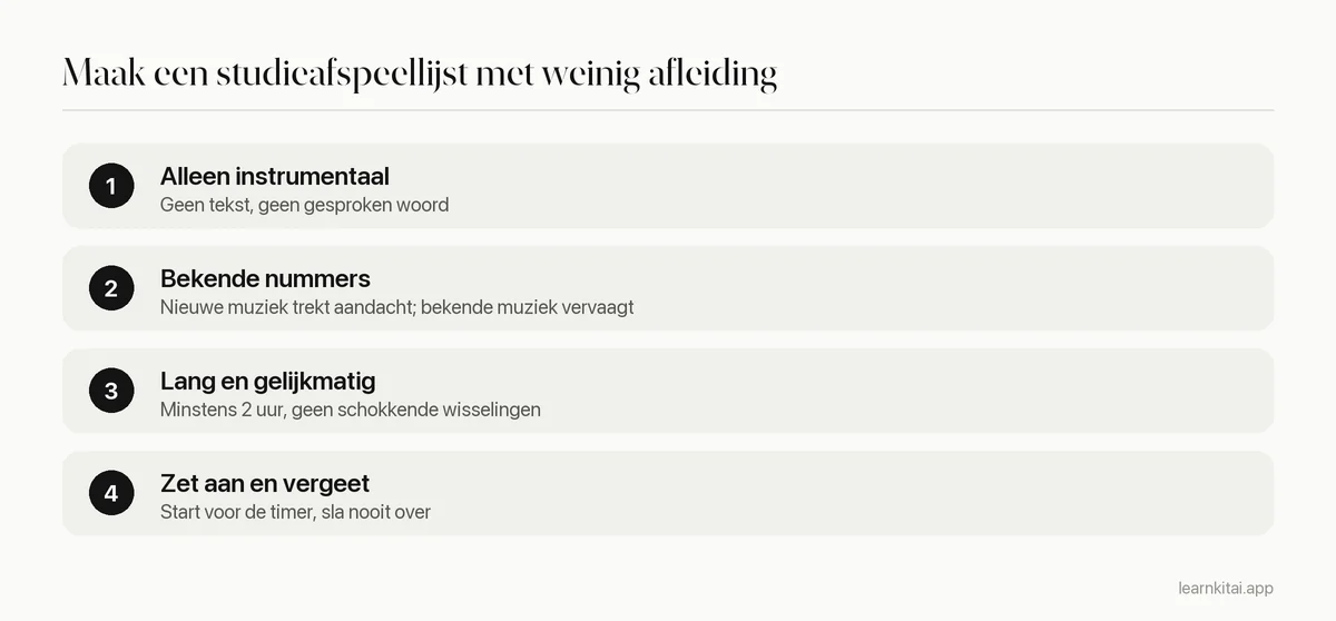 Vier stappen om een studieafspeellijst te maken die niet afleidt