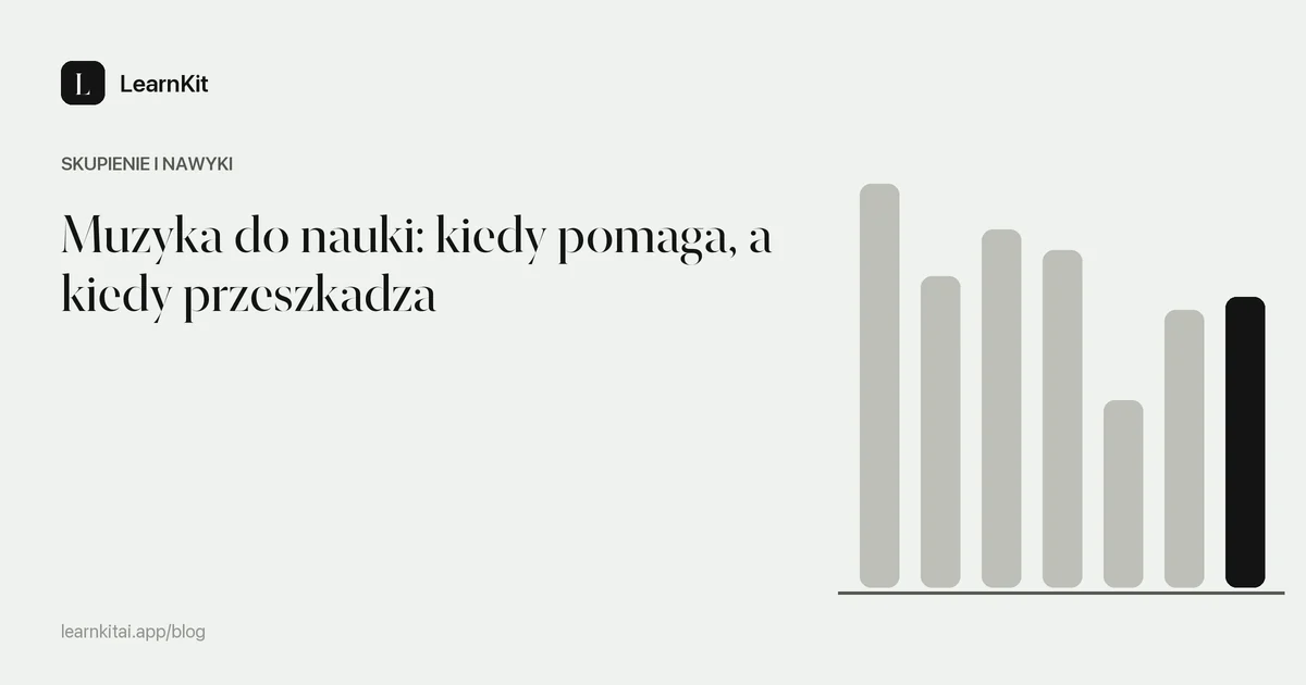 Tytuł Muzyka do nauki: kiedy pomaga, a kiedy przeszkadza na spokojnym, monochromatycznym wzorze