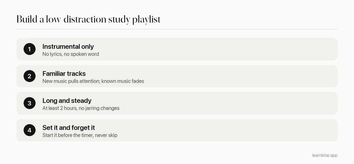Four steps to build a study playlist that does not distract