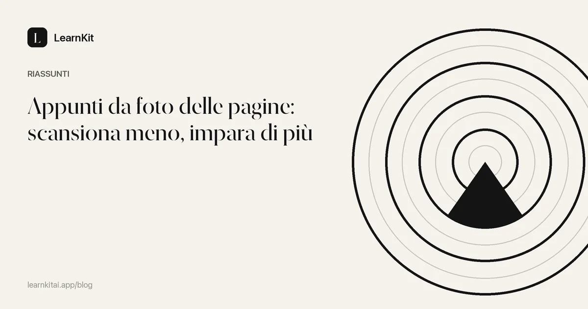 Il titolo Appunti da foto delle pagine: scansiona meno, impara di più su un motivo monocromatico tenue