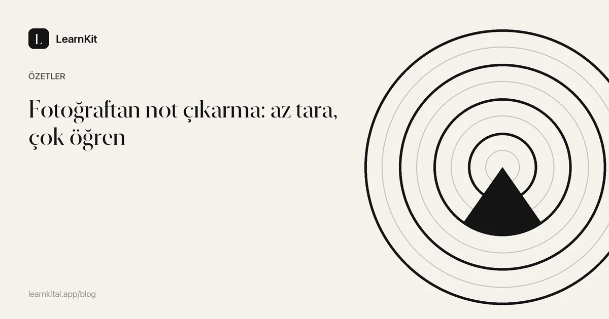 Fotoğraftan not çıkarma: az tara, çok öğren başlığı, sakin ve tek renkli bir desenin üzerinde
