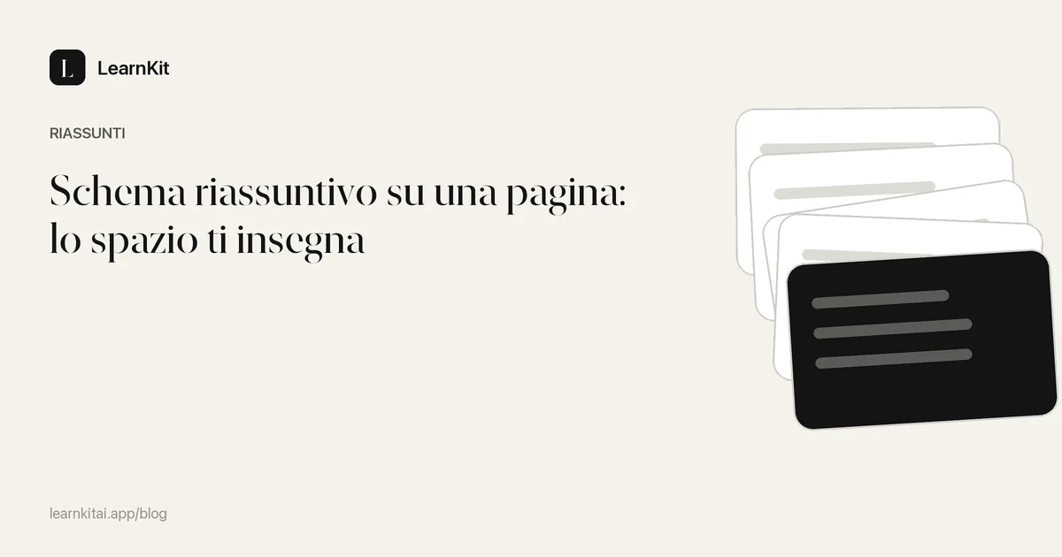 Il titolo Schema riassuntivo su una pagina: lo spazio ti insegna su un motivo monocromatico tenue