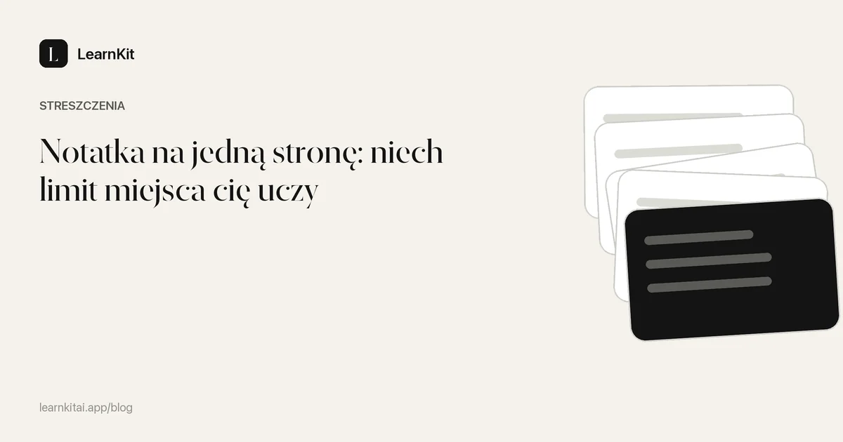 Tytuł Notatka na jedną stronę: niech limit miejsca cię uczy na spokojnym, monochromatycznym wzorze