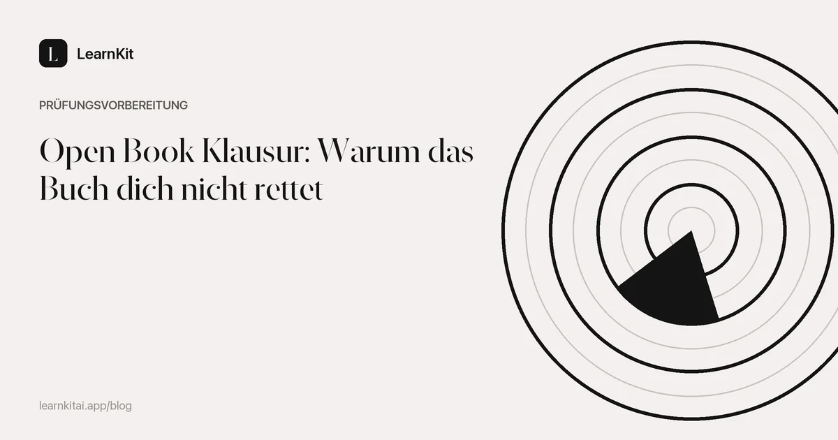 Der Titel Open Book Klausur: Warum das Buch dich nicht rettet vor einem ruhigen, einfarbigen Muster