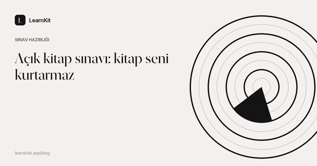 Açık kitap sınavı: kitap seni kurtarmaz başlığı, sakin ve tek renkli bir desenin üzerinde